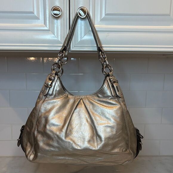 Coach Purse Handbag Leather Maggie Mia  Metallic Soft Hobo Shoulder Bag - HTF - Picture 5 of 16